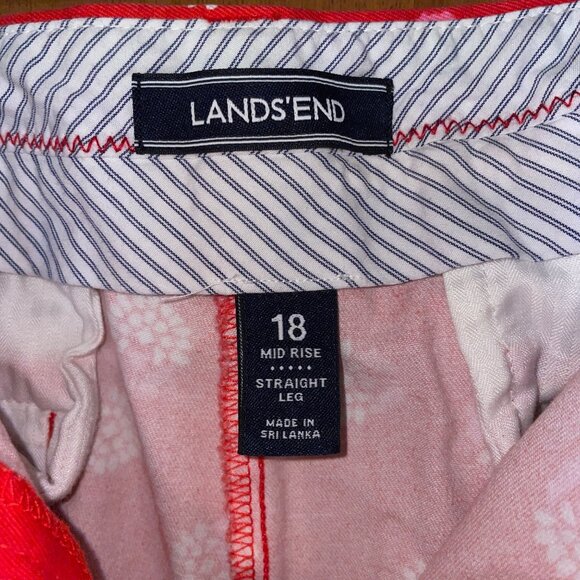 Lands End Womens Red White Print Mid Rise Pants Size 18 - Picture 5 of 7